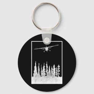 Aeroplane Graphic C172 Over Trees - Pilot Present  Key Ring