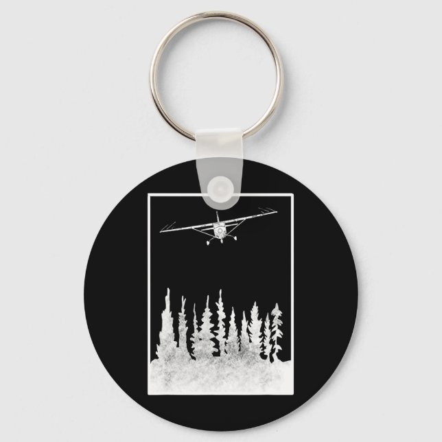 Aeroplane Graphic C172 Over Trees - Pilot Present  Key Ring (Front)