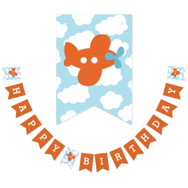 Aeroplane Happy Birthday Bunting Flags Orange (Creator Uploaded)