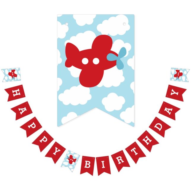Aeroplane Happy Birthday Bunting Flags Red Banner (Creator Uploaded)