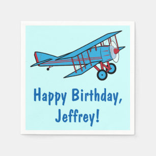 Aeroplane Happy Birthday Name Customisable Napkin