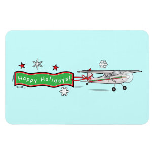 Aeroplane Happy Holidays Christmas Magnet
