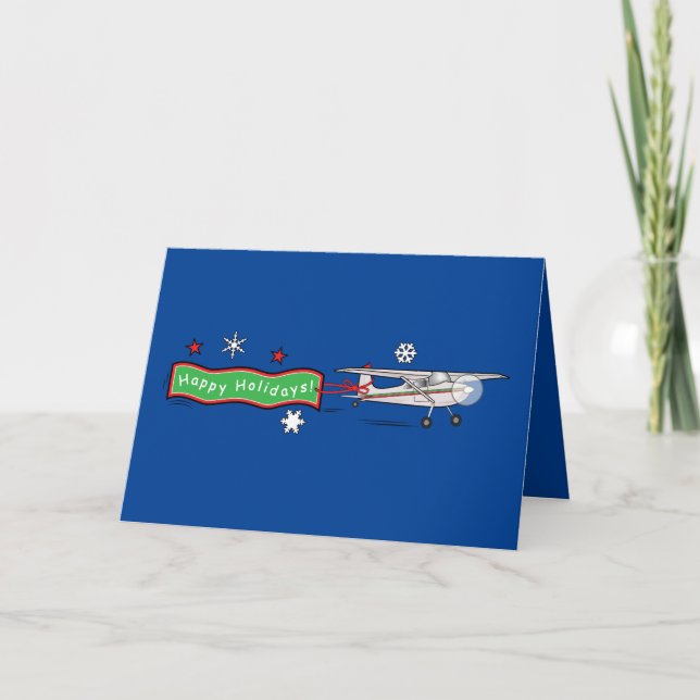 Aeroplane Happy Holidays Holiday Card (Front)
