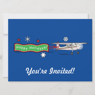 Aeroplane Happy Holidays Invite
