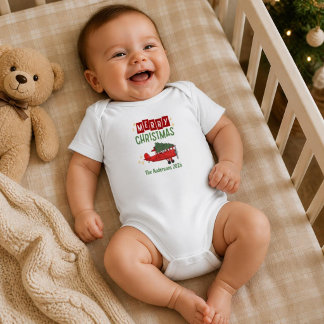 Aeroplane Hauls Tree Funny Family Christmas Custom Baby Bodysuit