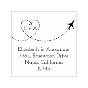Aeroplane Heart Add Your Monogram Return Address Self-inking Stamp