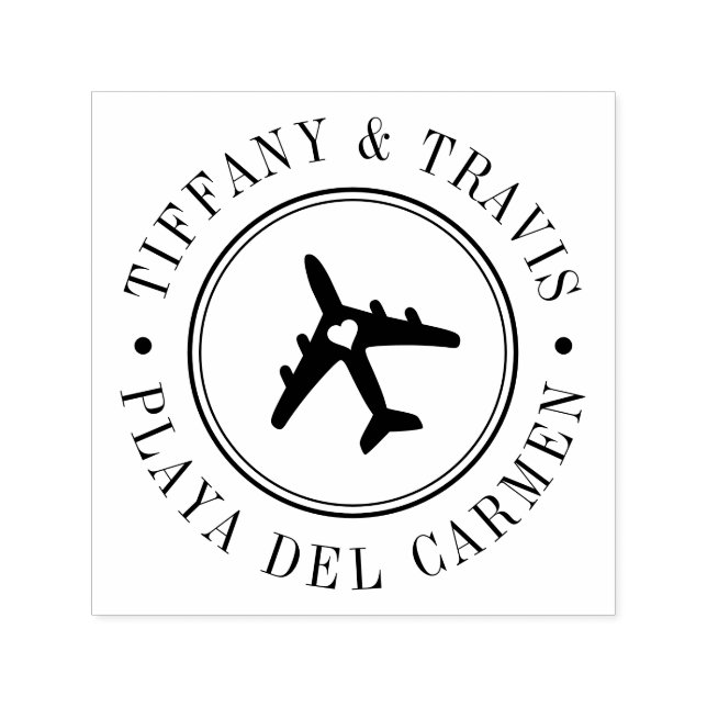 Aeroplane Heart Destination Passport Style Stamp (Design)