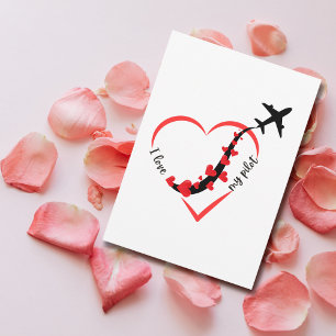 Aeroplane Heart I love My Pilot Valentine's Day Holiday Card