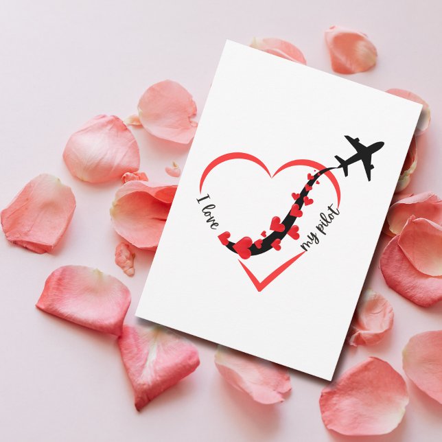 Aeroplane Heart I love My Pilot Valentine's Day Holiday Card (Creator Uploaded)