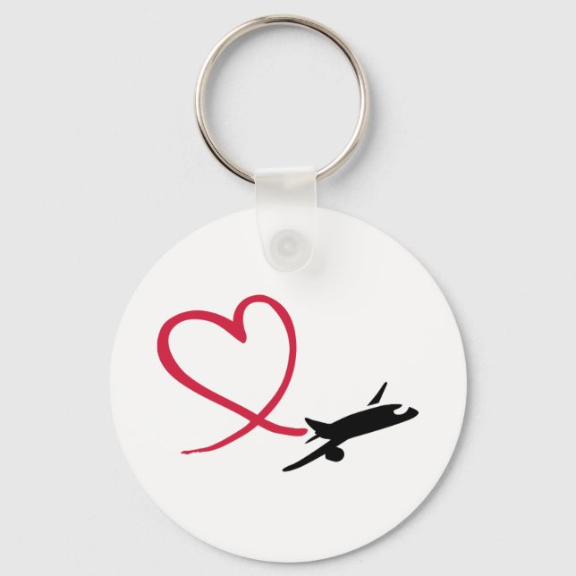 Aeroplane heart love key ring (Front)