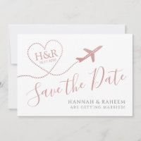 Aeroplane Heart Pink Cute Destination Wedding