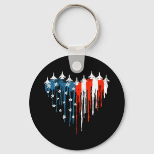 Aeroplane Heart Red White Blue American Flag 4th O Key Ring
