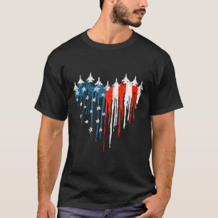 Aeroplane Heart Red White Blue American Flag 4th O T-Shirt