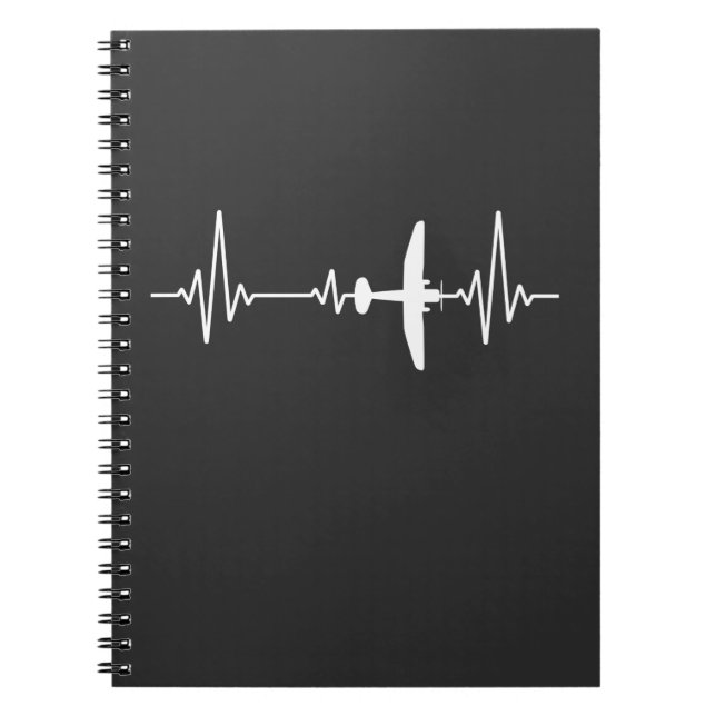 Aeroplane Heartbeat Cool Pilot Aviation Plane Notebook (Front)