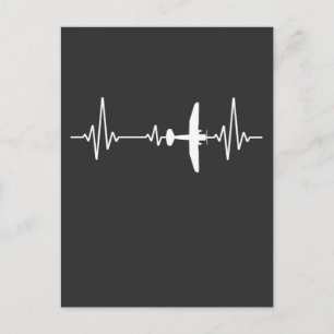 Aeroplane Heartbeat Cool Pilot Aviation Plane Postcard