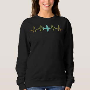 Aeroplane Heartbeat Pilot Plane Fly Aerospace Engi Sweatshirt