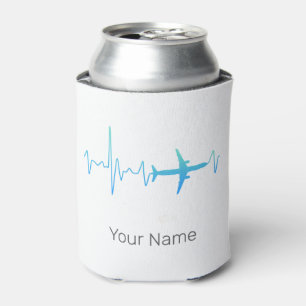 Aeroplane Heartbeat Retro Pilot Vintage Frequency Can Cooler