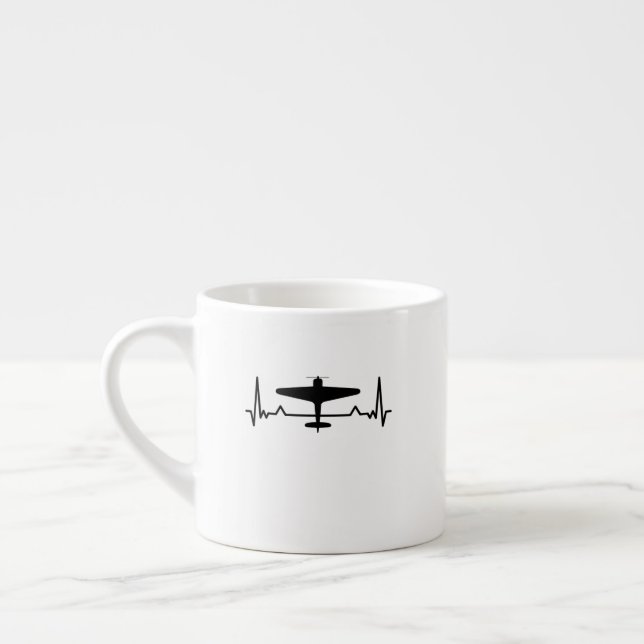 Aeroplane Heartbeat WW2 Classic Fighter Plane Gift Espresso Cup (Left)