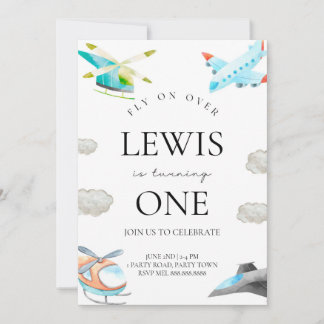 Aeroplane & Helicopter Birthday Invitation For Kid