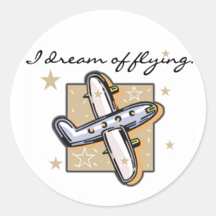 Aeroplane I Dream of Flying Classic Round Sticker