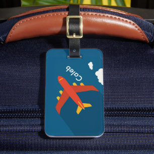 Aeroplane in the Blue Sky Kid Pilot Personalised Luggage Tag