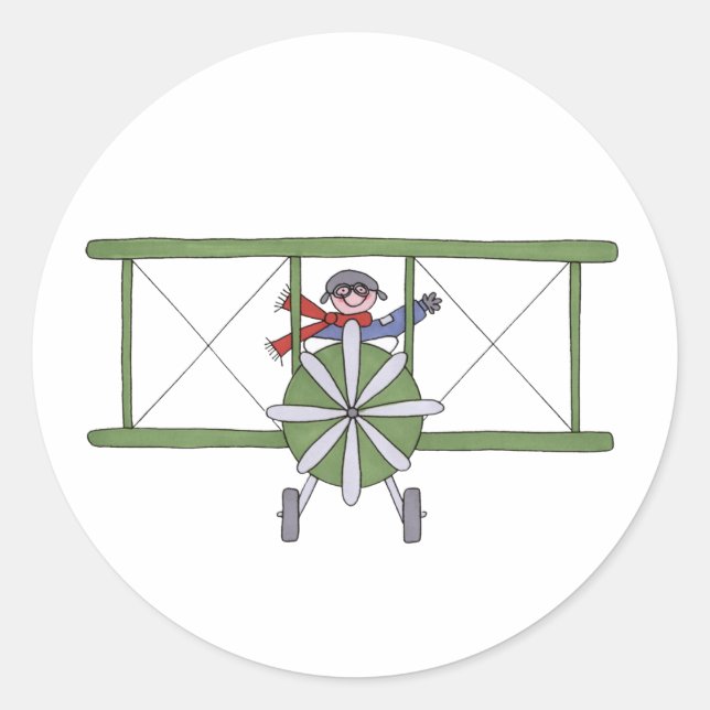 Aeroplane in the clouds classic round sticker (Front)