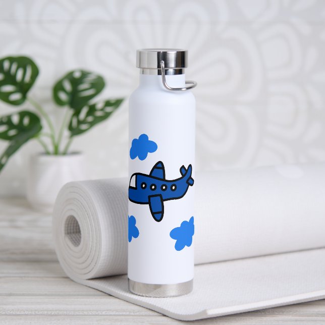 Aeroplane in the Clouds Personalised Water Bottle (Yoga)