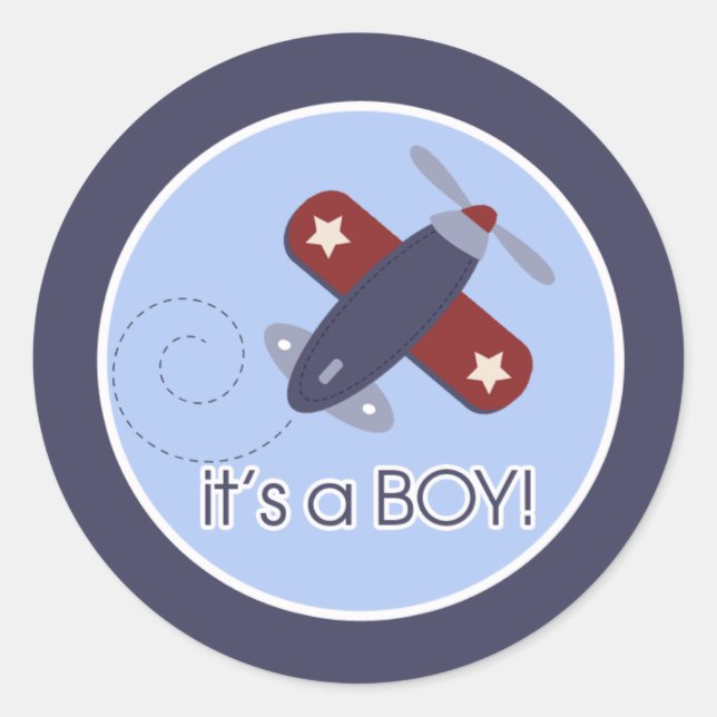 Aeroplane It's a BOY Envelope Seals (Front)
