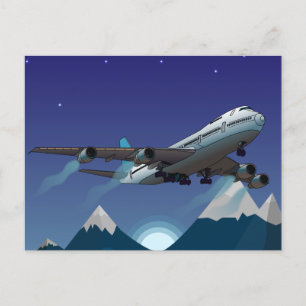 Aeroplane. Jumbo jet. Holiday Postcard