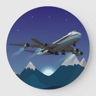 Aeroplane. Jumbo jet. Large Clock