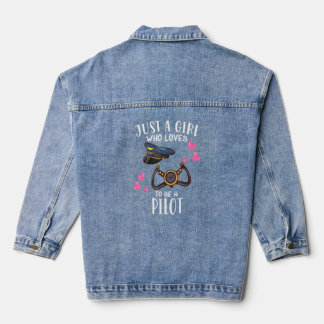 Aeroplane  Just A Girl Who Loves To Be A Pilot  Denim Jacket