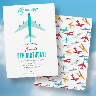 Aeroplane Kids Birthday Party Fly on Over Invitation