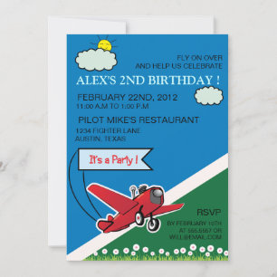 Aeroplane Landing - kids birthday invitation
