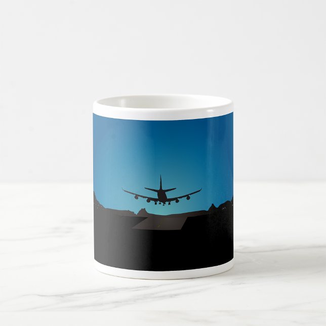Aeroplane Landing Silhouette at Night  Coffee Mug (Creator Uploaded)