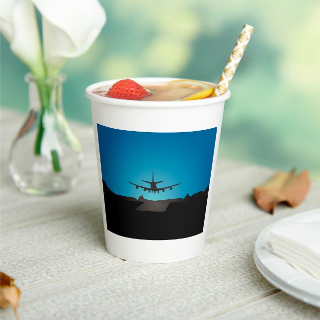 Aeroplane Landing Silhouette at Night  Paper Cups (Creator Uploaded)