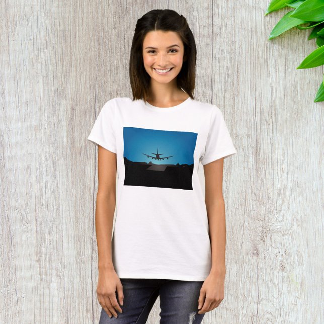 Aeroplane Landing Silhouette at Night  T-Shirt (Creator Uploaded)