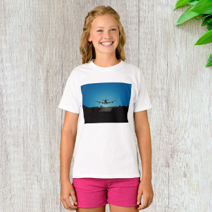 Aeroplane Landing Silhouette at Night  T-Shirt