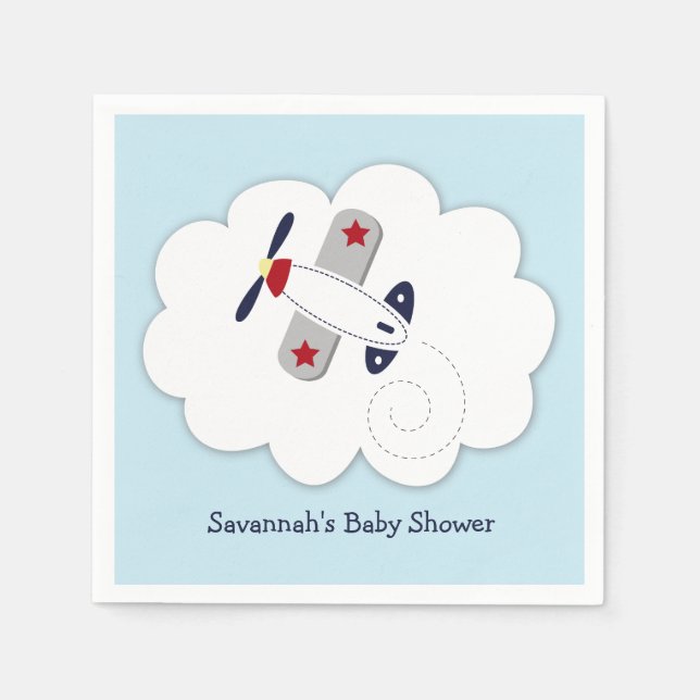 Aeroplane Little Aviator Custom Party Napkin (Front)