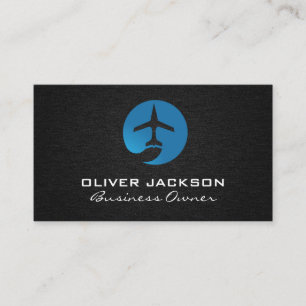Aeroplane Logo Linen Background Business Card