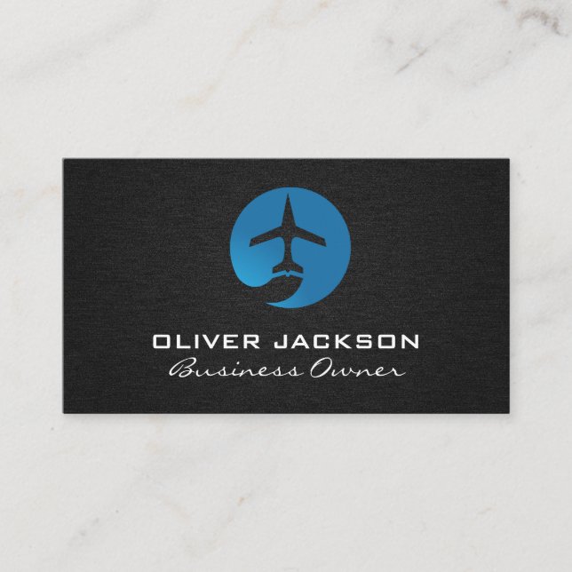 Aeroplane Logo Linen Background Business Card (Front)