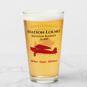 Aeroplane Lounge Pub Tavern Man Cave Beer Drinking Glass