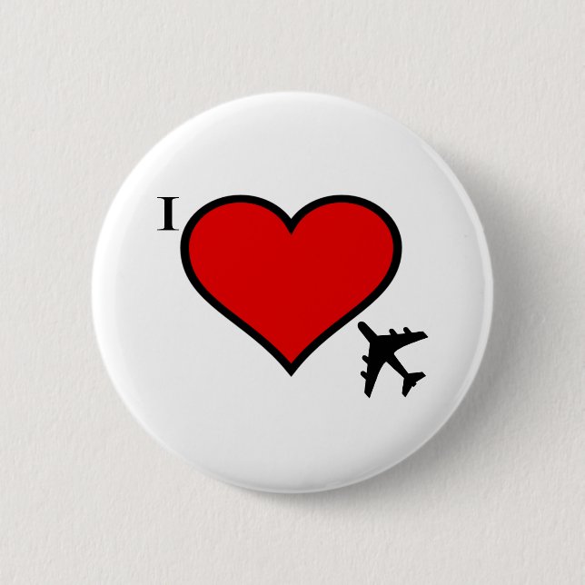 Aeroplane Love 6 Cm Round Badge (Front)