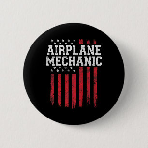 Aeroplane Mechanic American Flag Usa Patriot Patri 6 Cm Round Badge