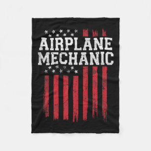 Aeroplane Mechanic American Flag Usa Patriot Patri Fleece Blanket