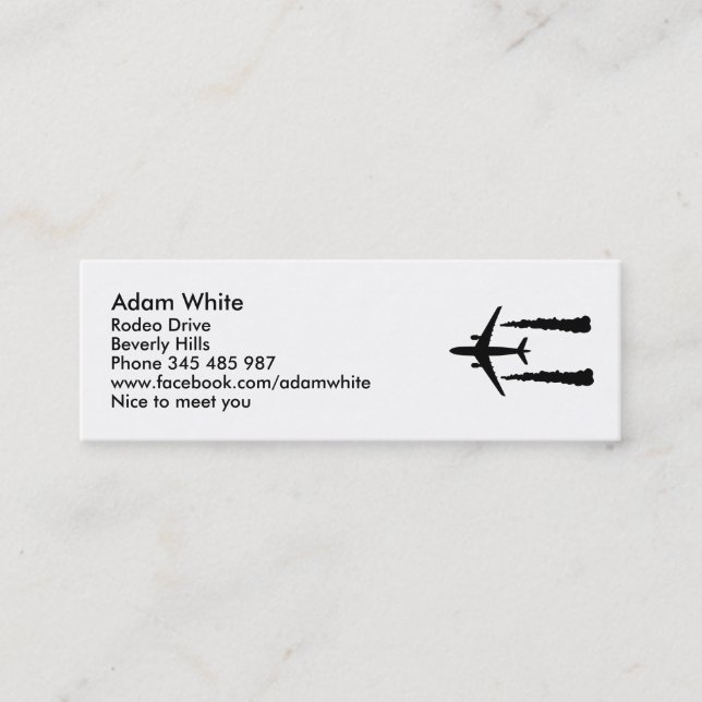 Aeroplane Mini Business Card (Front)