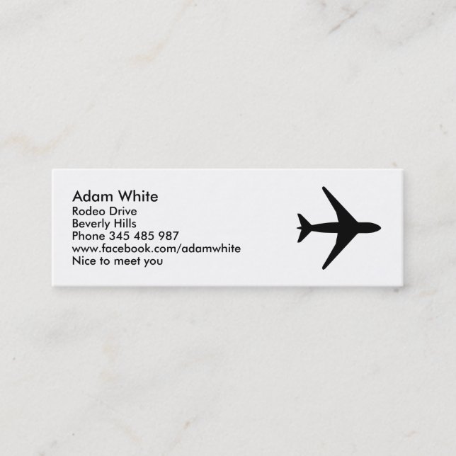 Aeroplane Mini Business Card (Front)
