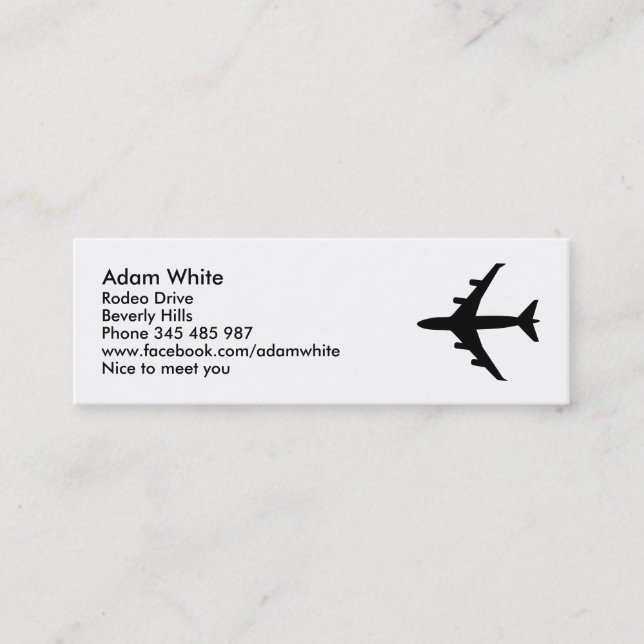 Aeroplane Mini Business Card (Front)