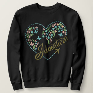 Aeroplane Mode Adventure Heart Graphic for Women  Sweatshirt