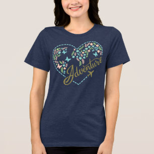 Aeroplane Mode Adventure Heart Graphic for Women Tri-Blend Shirt
