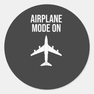 Aeroplane mode on classic round sticker